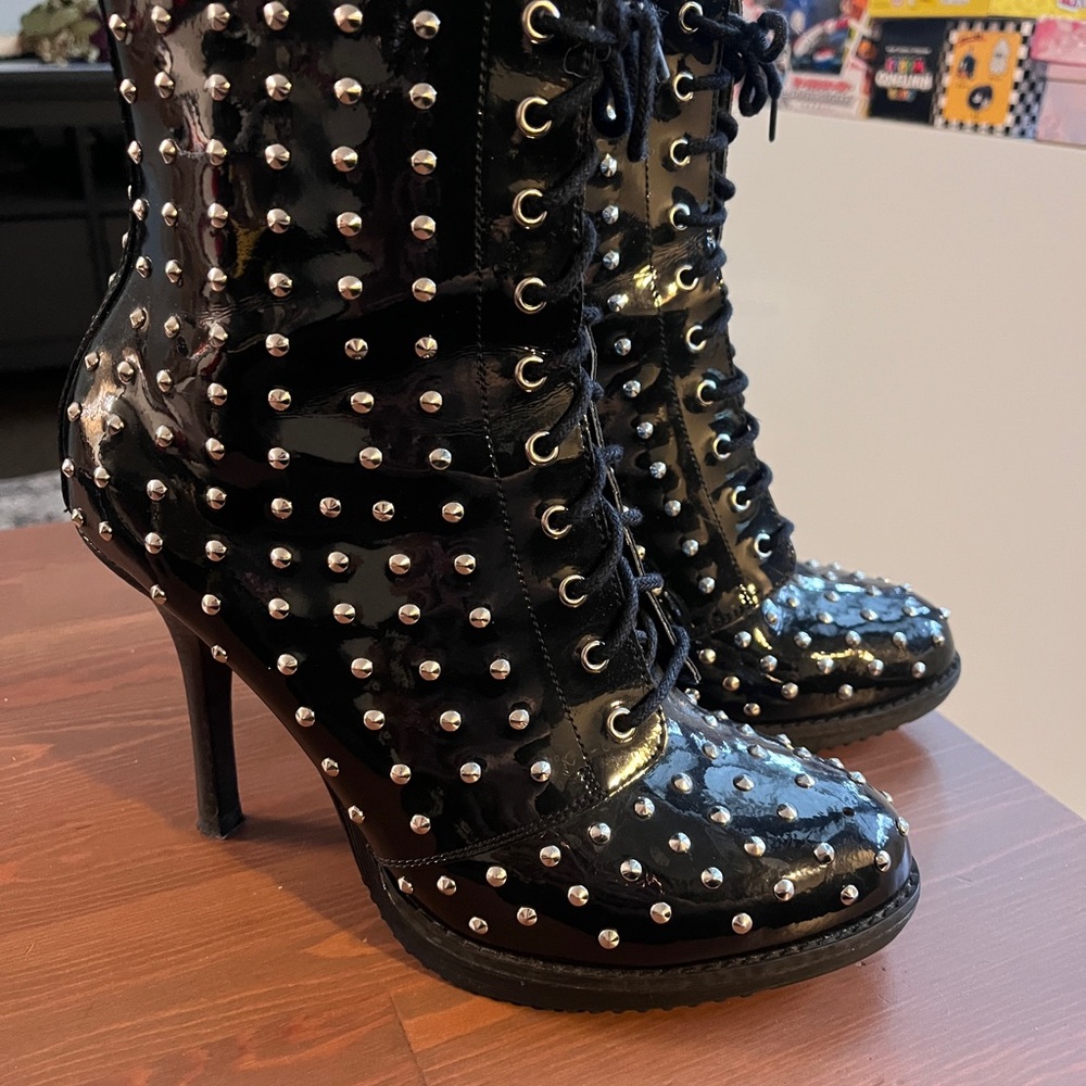 Dr Martens Alize Black Stud Spike Stiletto Heels Zip Boots Size US 9 Women’s